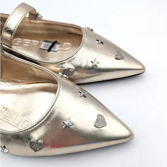 Karl Lagerfeld Paris Veyda Mary Jane Flat Women's White Gold Size US9M EU40 - Picture 11 of 11